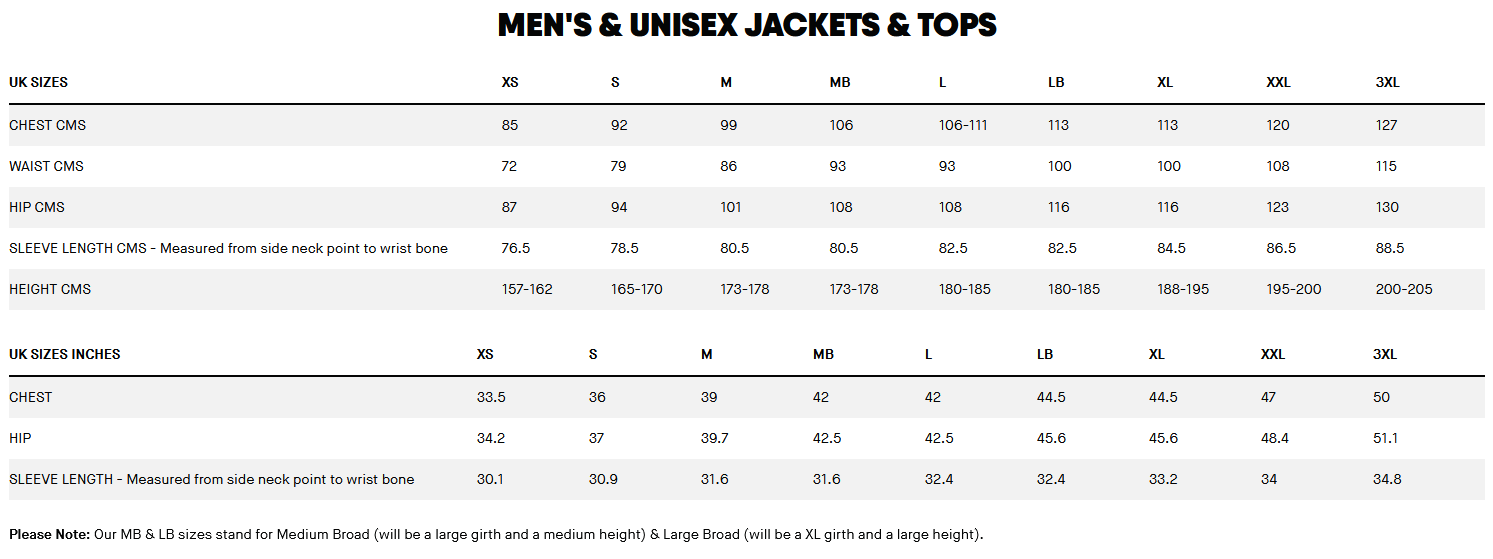 2024 Musto Mens Br1 Jacket 0 Størrelsesskema